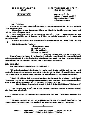 Đề thi tuyển sinh vào Lớp 10 THPT môn Ngữ văn - Năm học 2019-2020 - Sở giáo dục và đào tạo Hà Nội (Có đáp án)